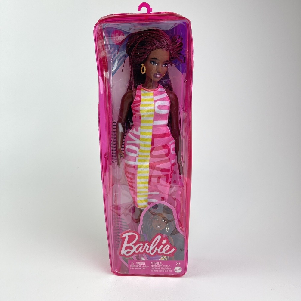 Barbie Fashionista Curvy 186 Doll African American Long Hair Love Dress 2021 New